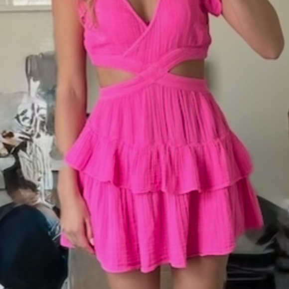 Hot Pink LoveShackFancy Mini Dress - Picture 6 of 7